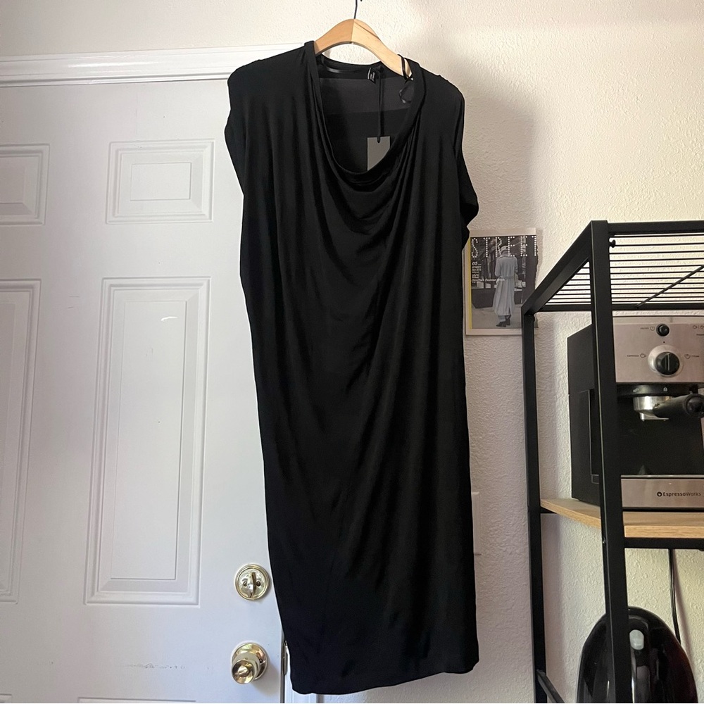 ESTHER PERBANDT black asymmetrical‎ lagenlook knit short sleeve mini dress